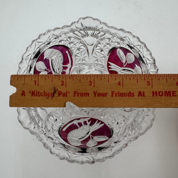 Vintage Byrdes Collection 3 Toed Bowl 5 inch by Hofbauer 24% Lead Crystal - Picture 8 of 12